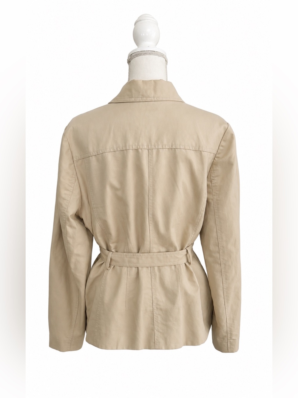 Ann Taylor Linen Blend Belted Safari Utility Jacket Khaki Size 14 - Picture 5 of 16